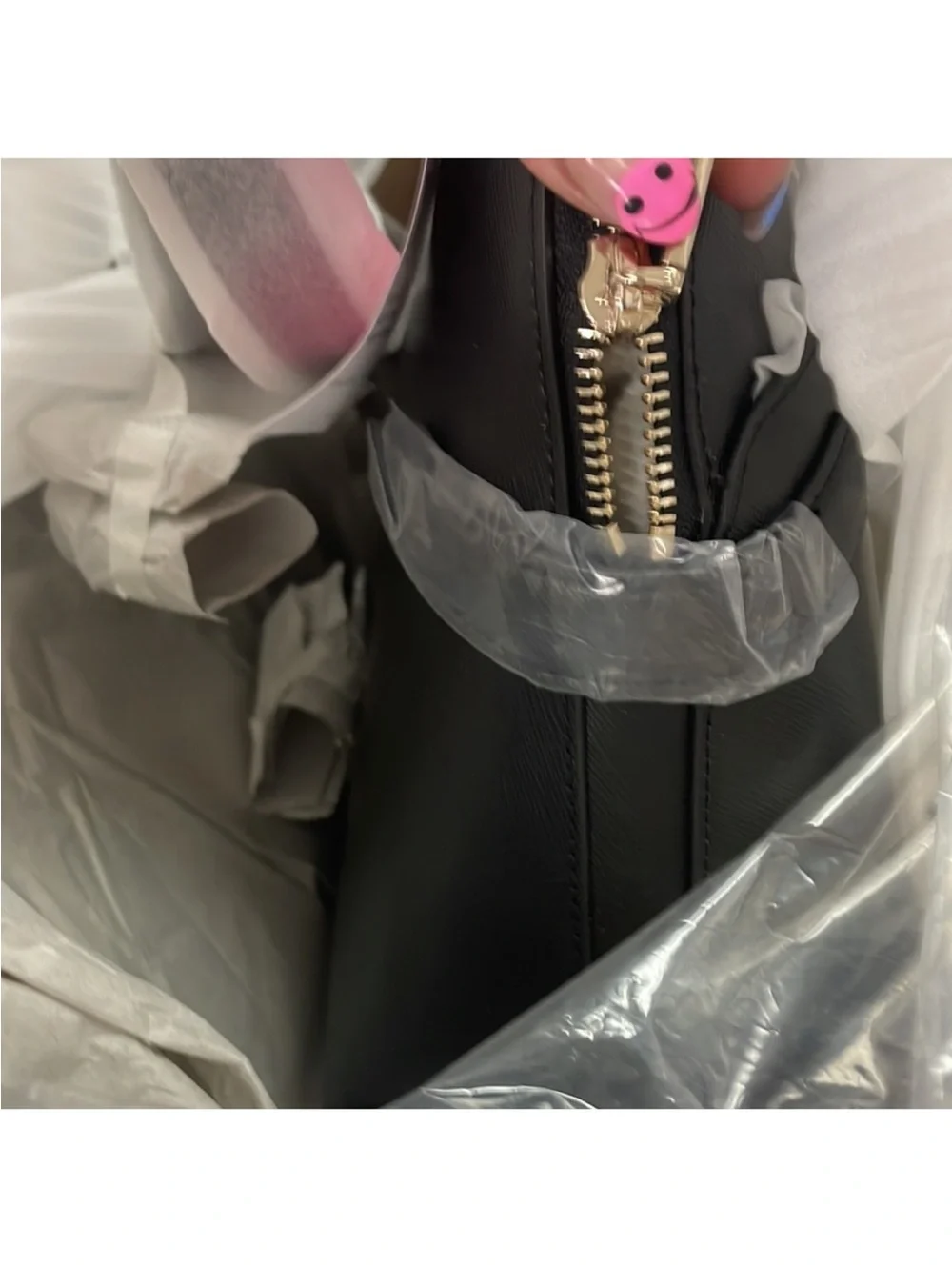 kate spade Black Leather Dome Backpack with Gold Logo
